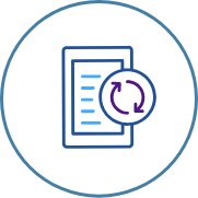 A line drawing icon of a tablet with a revolving arrows symbol overlaid